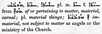 Entry from Payne Smith's Compendious Syriac Dictionary showing "hyle" (matter)